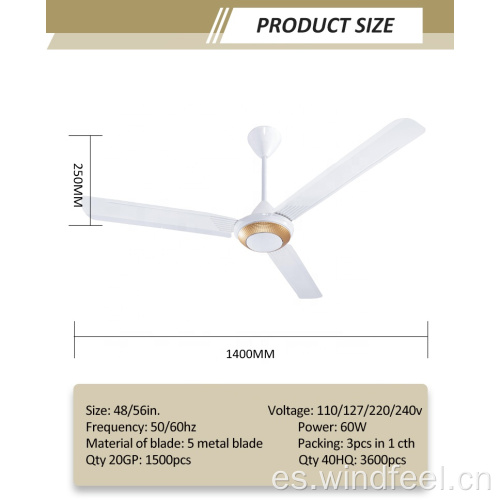 Ventilador de techo KDK de 3 aspas de 56 pulgadas 60 pulgadas Prueba CB de Malasia con terminal de control de pared de 5 velocidades Fusible Caja de color Interruptor de seguridad de embalaje